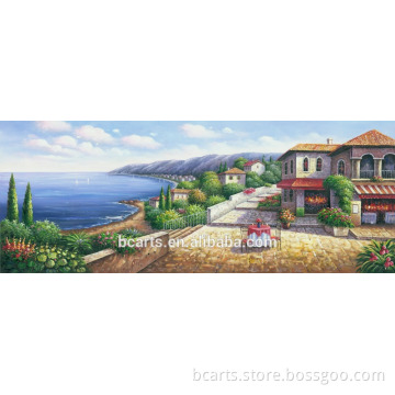 Splendid village scenery painting on canvas by numbers